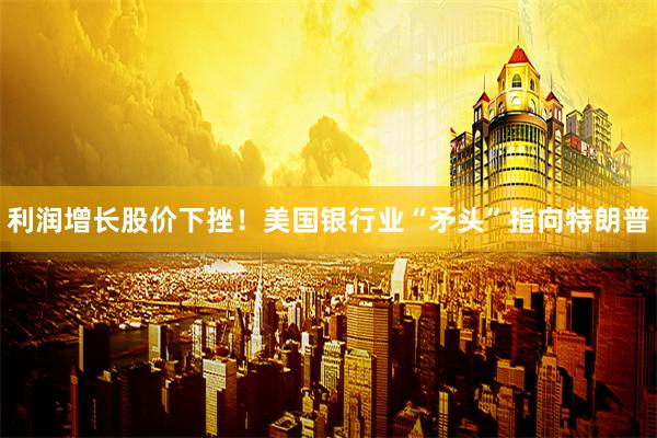 利润增长股价下挫！美国银行业“矛头”指向特朗普