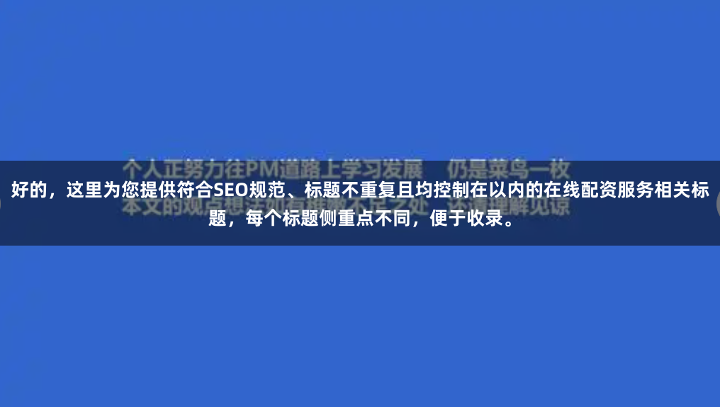 好的，这里为您提供符合SEO规范、标题不重复且均控制在以内的在线配资服务相关标题，每个标题侧重点不同，便于收录。